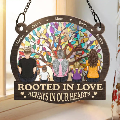 Memorial Family Tree Of Life Rooted In Love Always In Our Hearts - Personalized Window Hanging Suncatcher Ornament