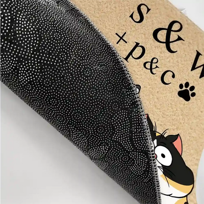 Monogram With Pet Paw Dog Cat Lovers - Personalized Doormat