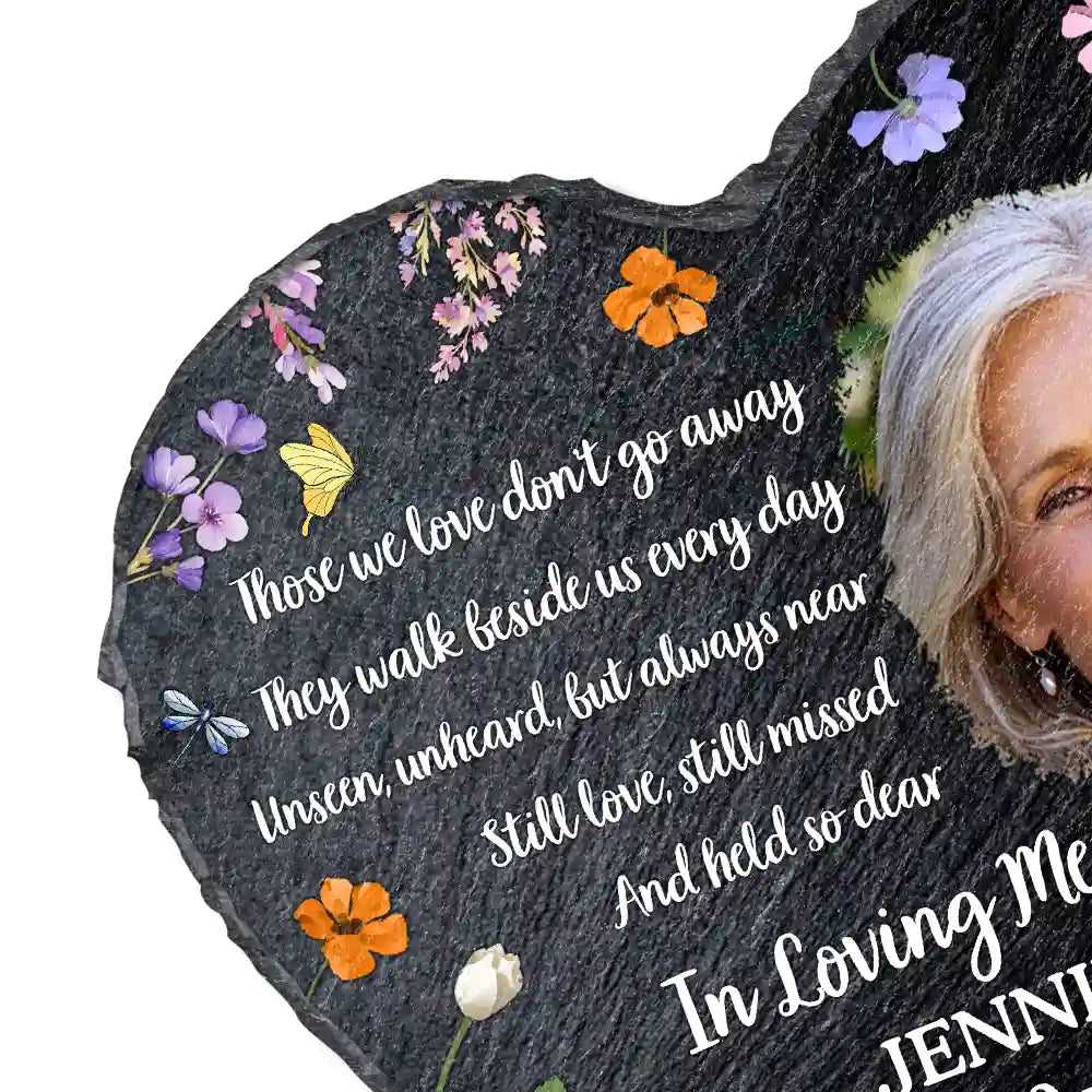 Custom Photo Those We Love Don't Go Away - Personalized Heart Memorial Garden Stone