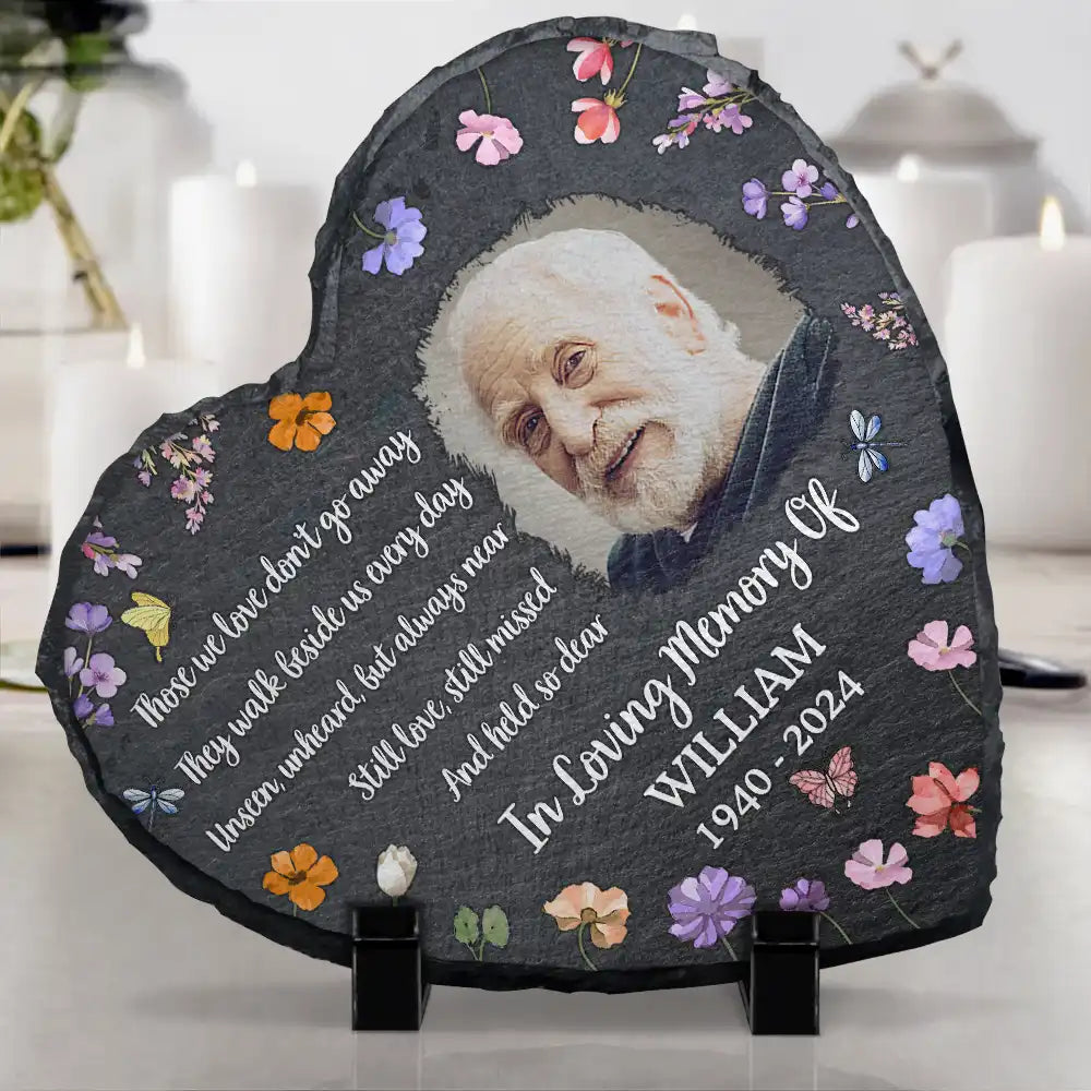 Custom Photo Those We Love Don't Go Away - Personalized Heart Memorial Garden Stone