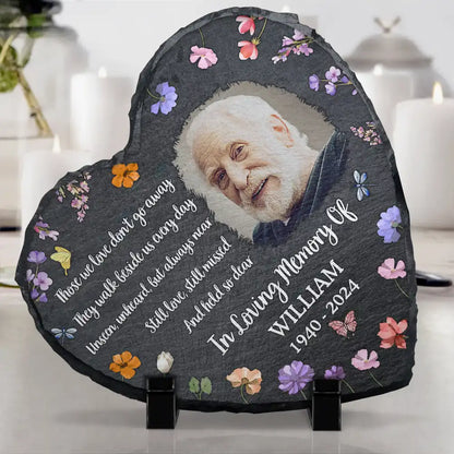Custom Photo Those We Love Don't Go Away - Personalized Heart Memorial Garden Stone