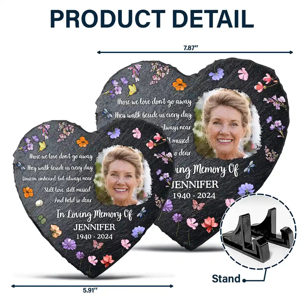 Custom Photo Those We Love Don't Go Away - Personalized Heart Memorial Garden Stone
