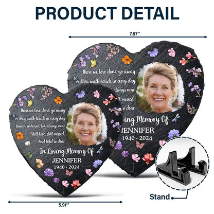 Custom Photo Those We Love Don't Go Away - Personalized Heart Memorial Garden Stone