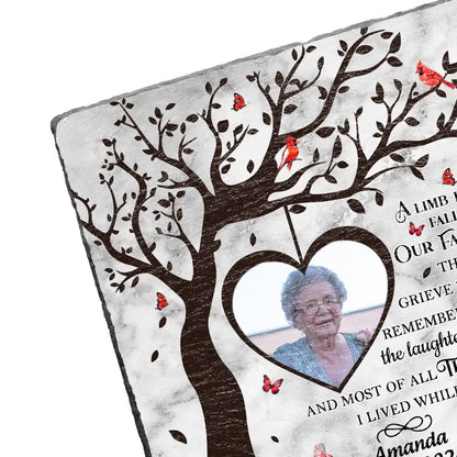 Custom Photo A Limb Has Fallen From Our Family Tree - Personalized Rectangle Memorial Garden Stone