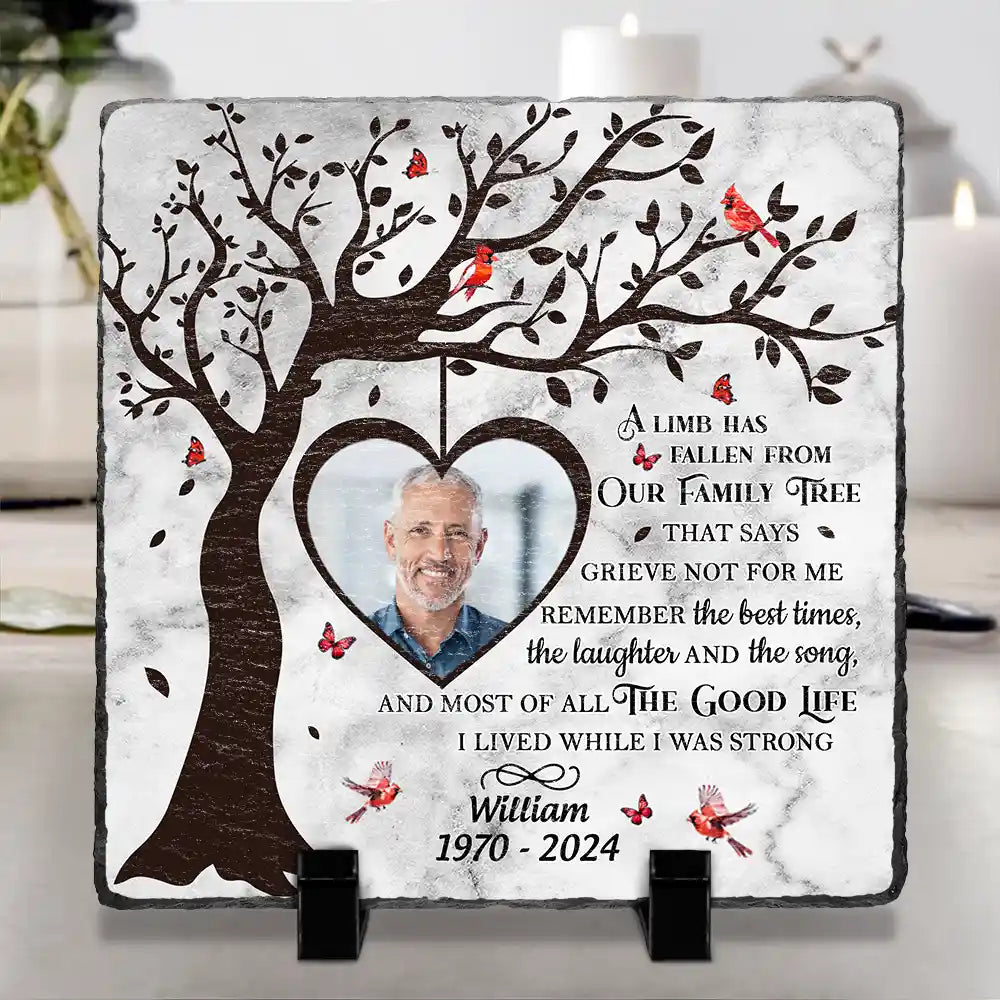 Custom Photo A Limb Has Fallen From Our Family Tree - Personalized Rectangle Memorial Garden Stone