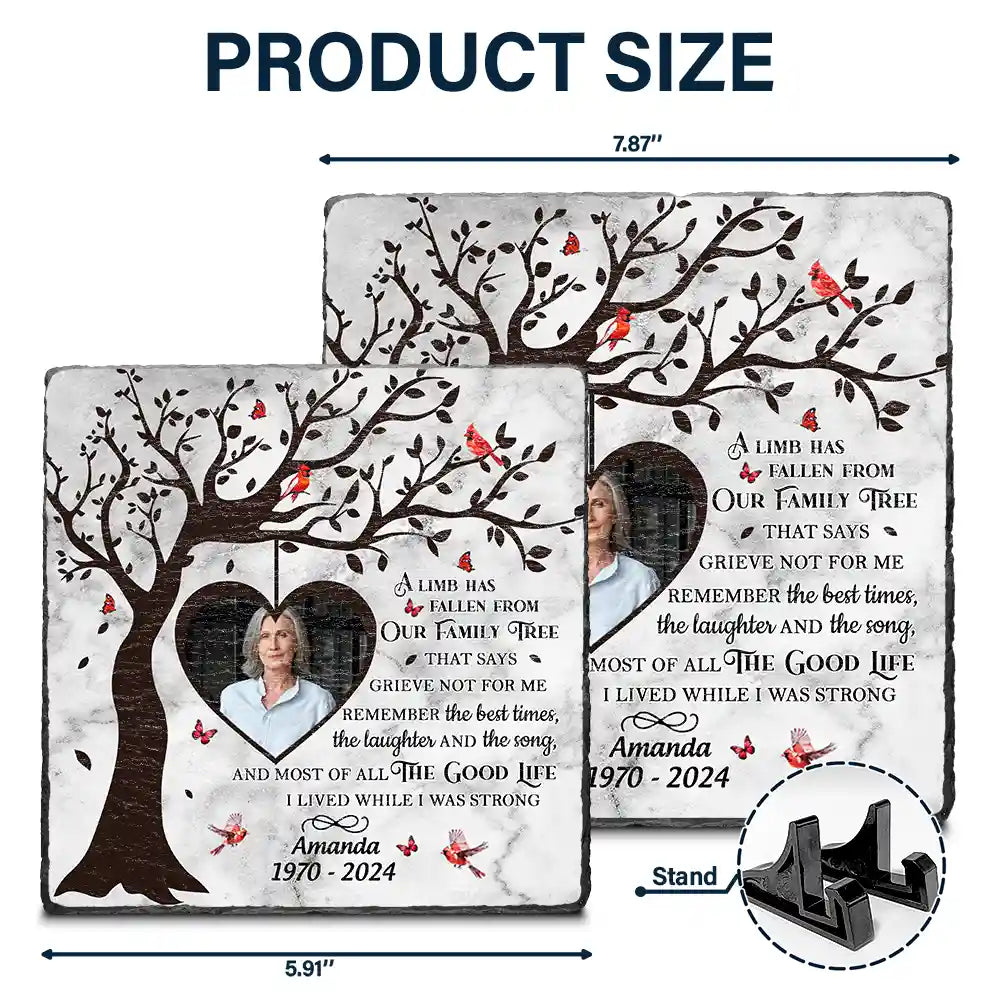 Custom Photo A Limb Has Fallen From Our Family Tree - Personalized Rectangle Memorial Garden Stone