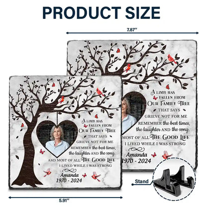 Custom Photo A Limb Has Fallen From Our Family Tree - Personalized Rectangle Memorial Garden Stone
