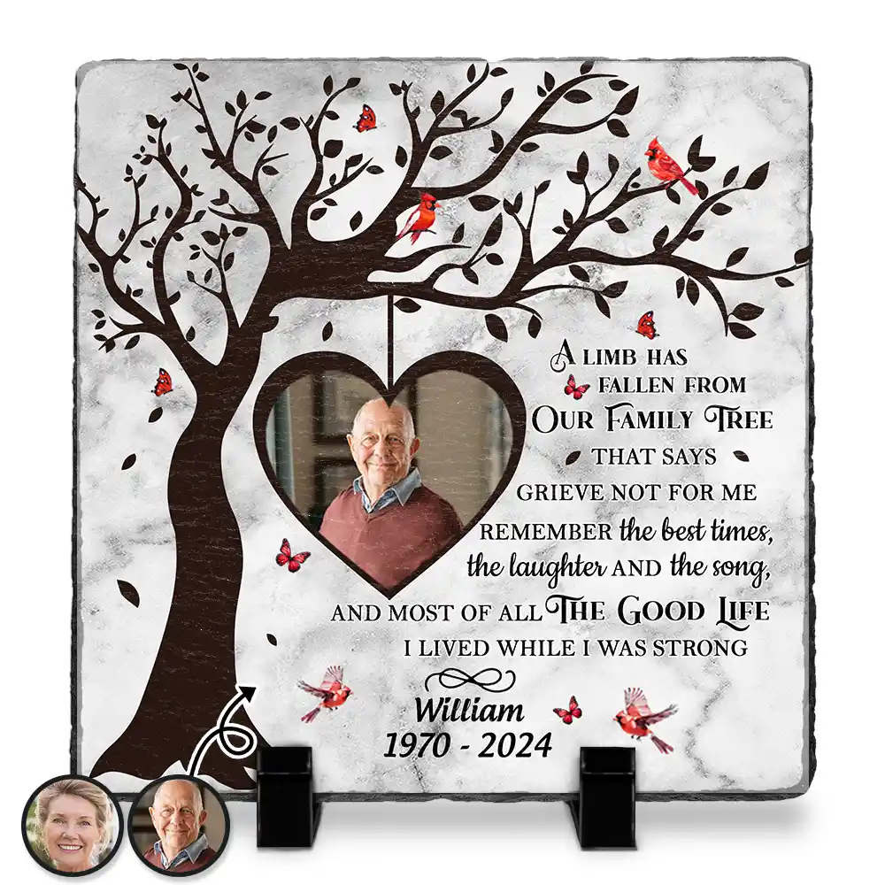 Custom Photo A Limb Has Fallen From Our Family Tree - Personalized Rectangle Memorial Garden Stone