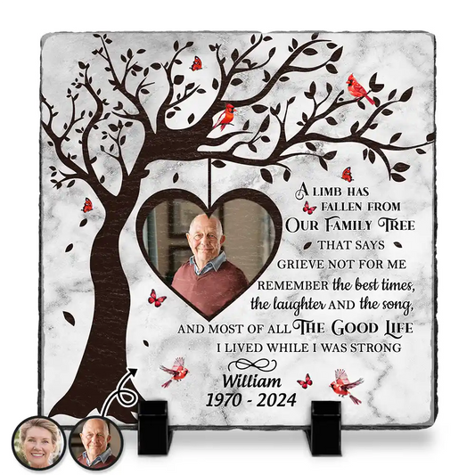 Custom Photo A Limb Has Fallen From Our Family Tree - Personalized Rectangle Memorial Garden Stone