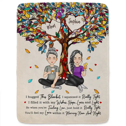 Mom & Children Hold It Tight And Feel Our Love Within It - Personalized Fleece Blanket, Sherpa Blanket