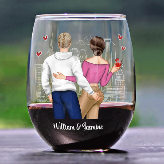 You Never Let Me Down And Give Up On Me - Personalized Stemless Wine Glass