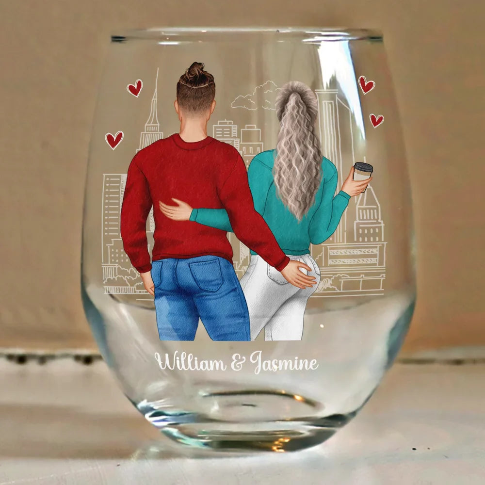 You Never Let Me Down And Give Up On Me - Personalized Stemless Wine Glass