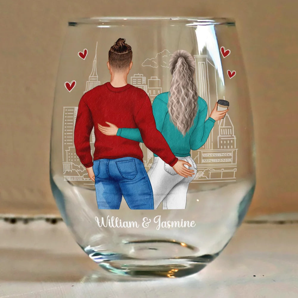 You Never Let Me Down And Give Up On Me - Personalized Stemless Wine Glass