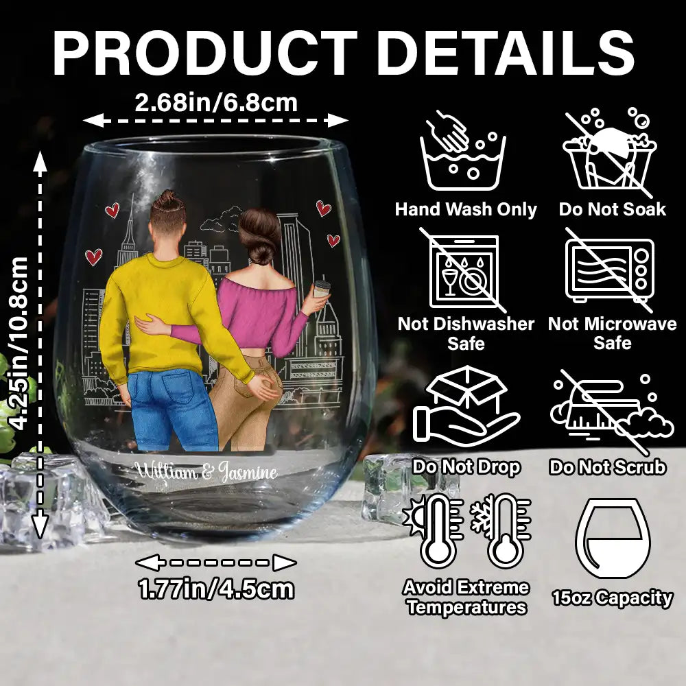 You Never Let Me Down And Give Up On Me - Personalized Stemless Wine Glass