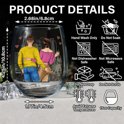 You Never Let Me Down And Give Up On Me - Personalized Stemless Wine Glass