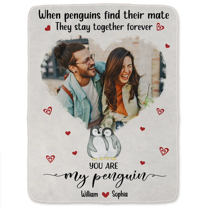 Custom Photo Couple You Are My Penguin - Personalized Fleece Blanket, Sherpa Blanket