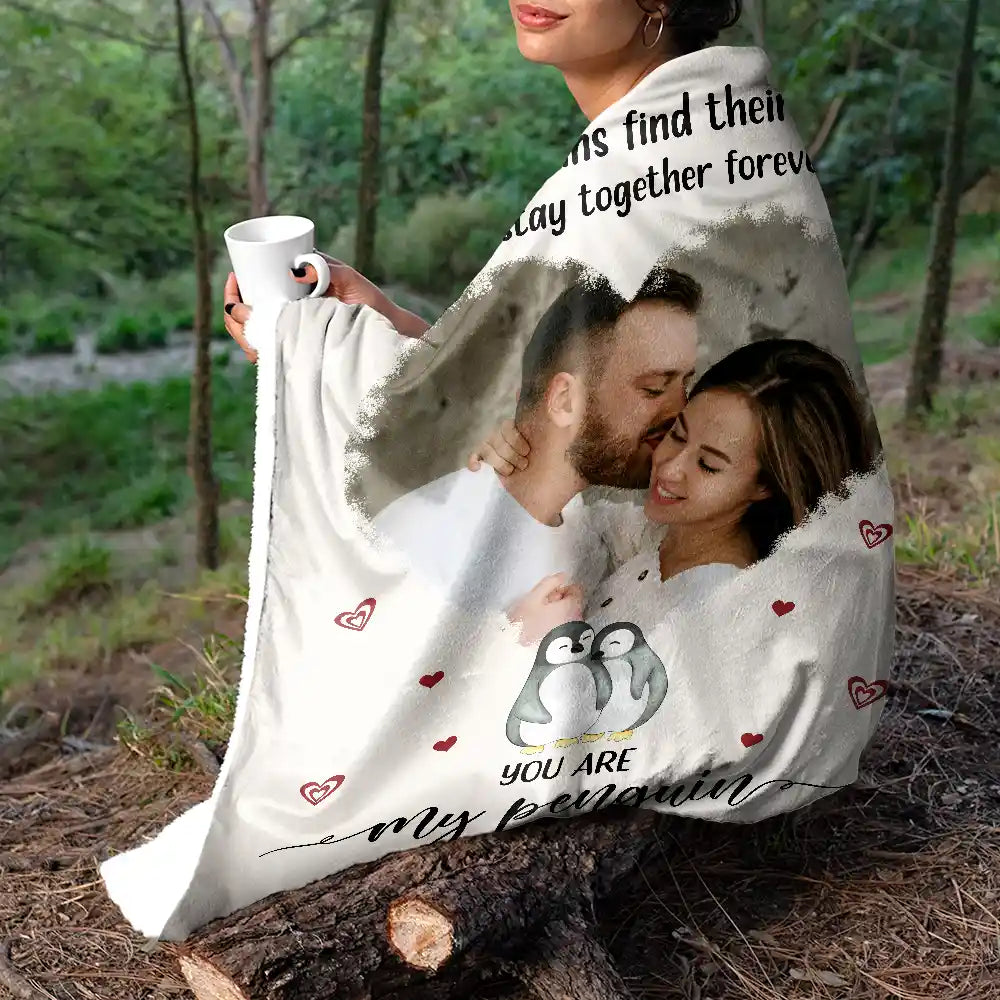 Custom Photo Couple You Are My Penguin - Personalized Fleece Blanket, Sherpa Blanket