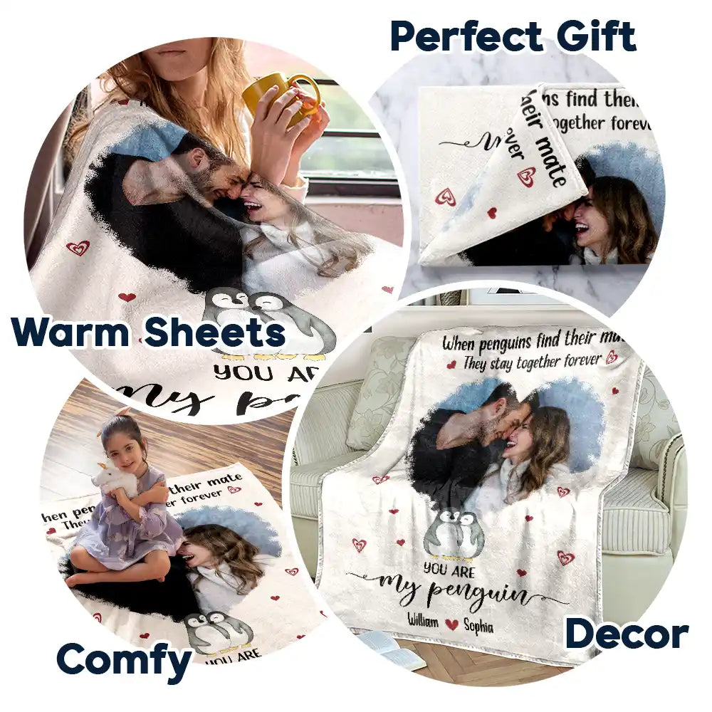 Custom Photo Couple You Are My Penguin - Personalized Fleece Blanket, Sherpa Blanket