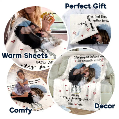 Custom Photo Couple You Are My Penguin - Personalized Fleece Blanket, Sherpa Blanket