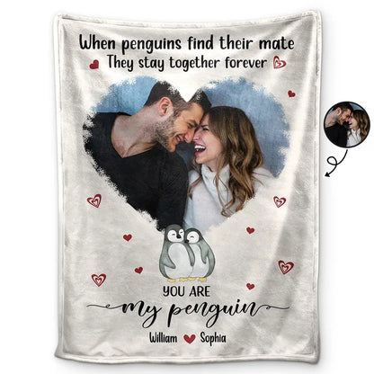 Custom Photo Couple You Are My Penguin - Personalized Fleece Blanket, Sherpa Blanket