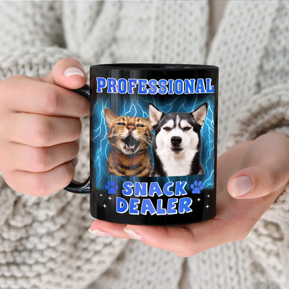 Custom Photo Dog Cat Pet Lover Professional Treat Dealer - Personalized Black Mug