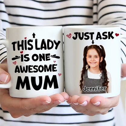 Custom Photo This Lady Is One Awesome Mom - Personalized Mug