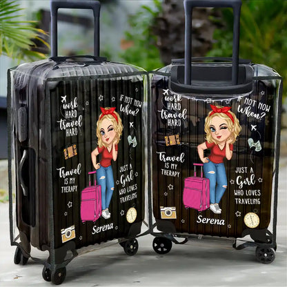 Turban Just A Girl Who Loves Traveling - Personalized Clear Luggage Cover