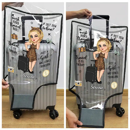 Turban Just A Girl Who Loves Traveling - Personalized Clear Luggage Cover