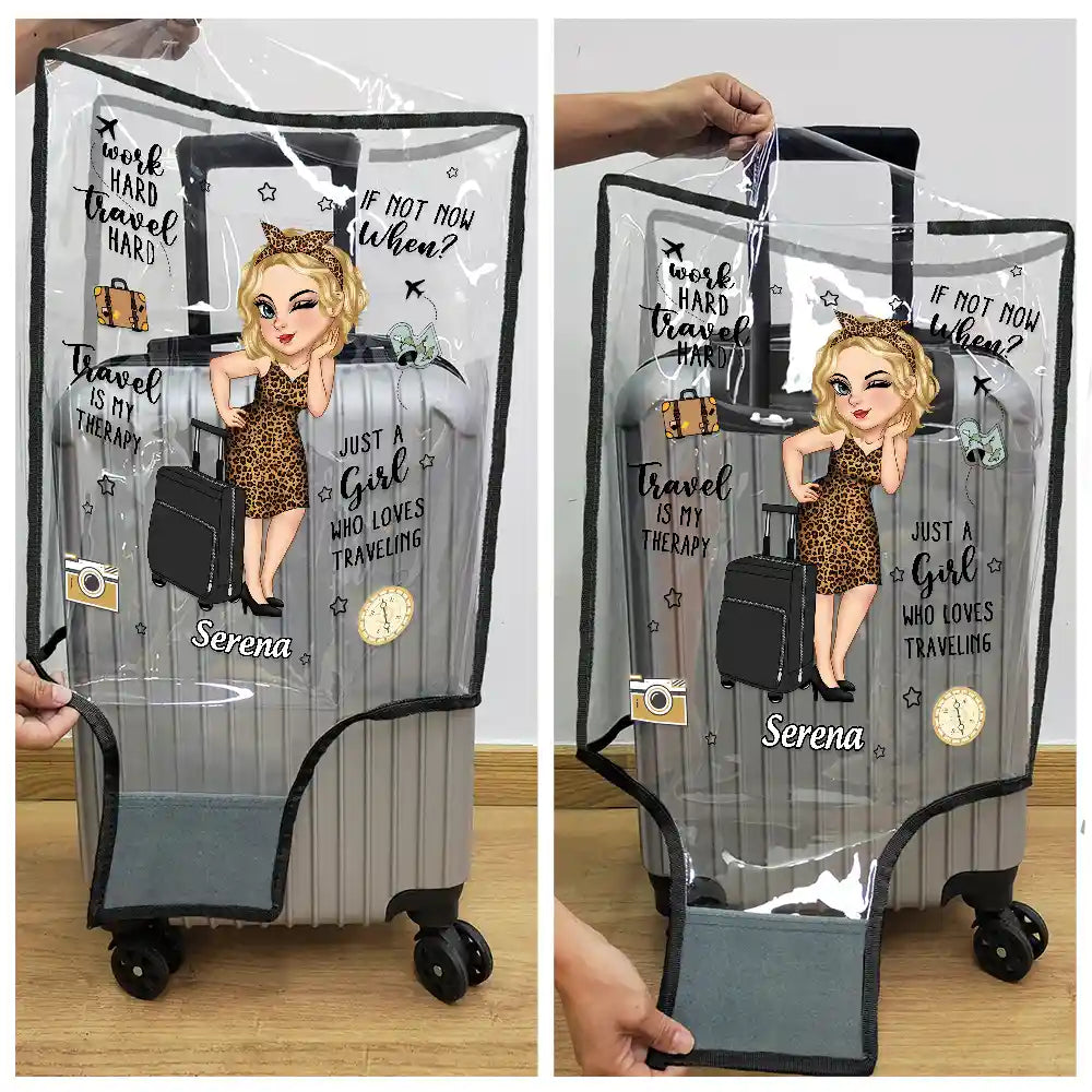 Turban Just A Girl Who Loves Traveling - Personalized Clear Luggage Cover