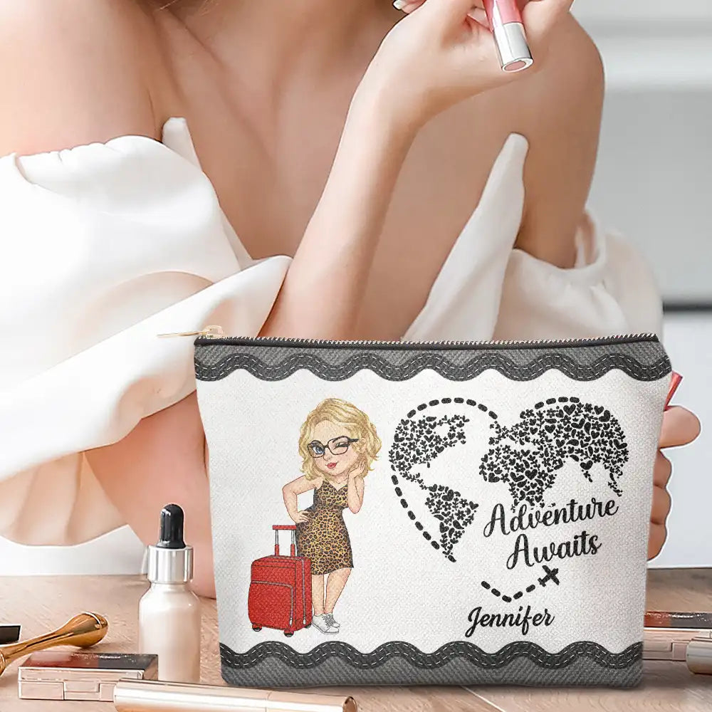 Adventure Awaits Travel - Personalized Cosmetic Bag