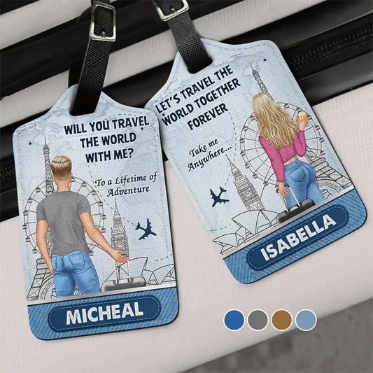 Will You Travel The World With Me - Personalized Combo 2 Luggage Tags