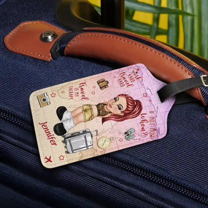 Work Hard Travel Hard Travel Is My Therapy - Personalized Luggage Tag