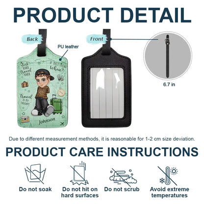 Work Hard Travel Hard Travel Is My Therapy - Personalized Luggage Tag