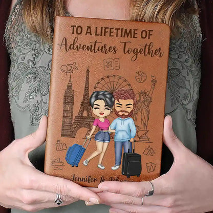 Travel Couple To A Lifetime Of Adventures Together - Personalized Leather Journal