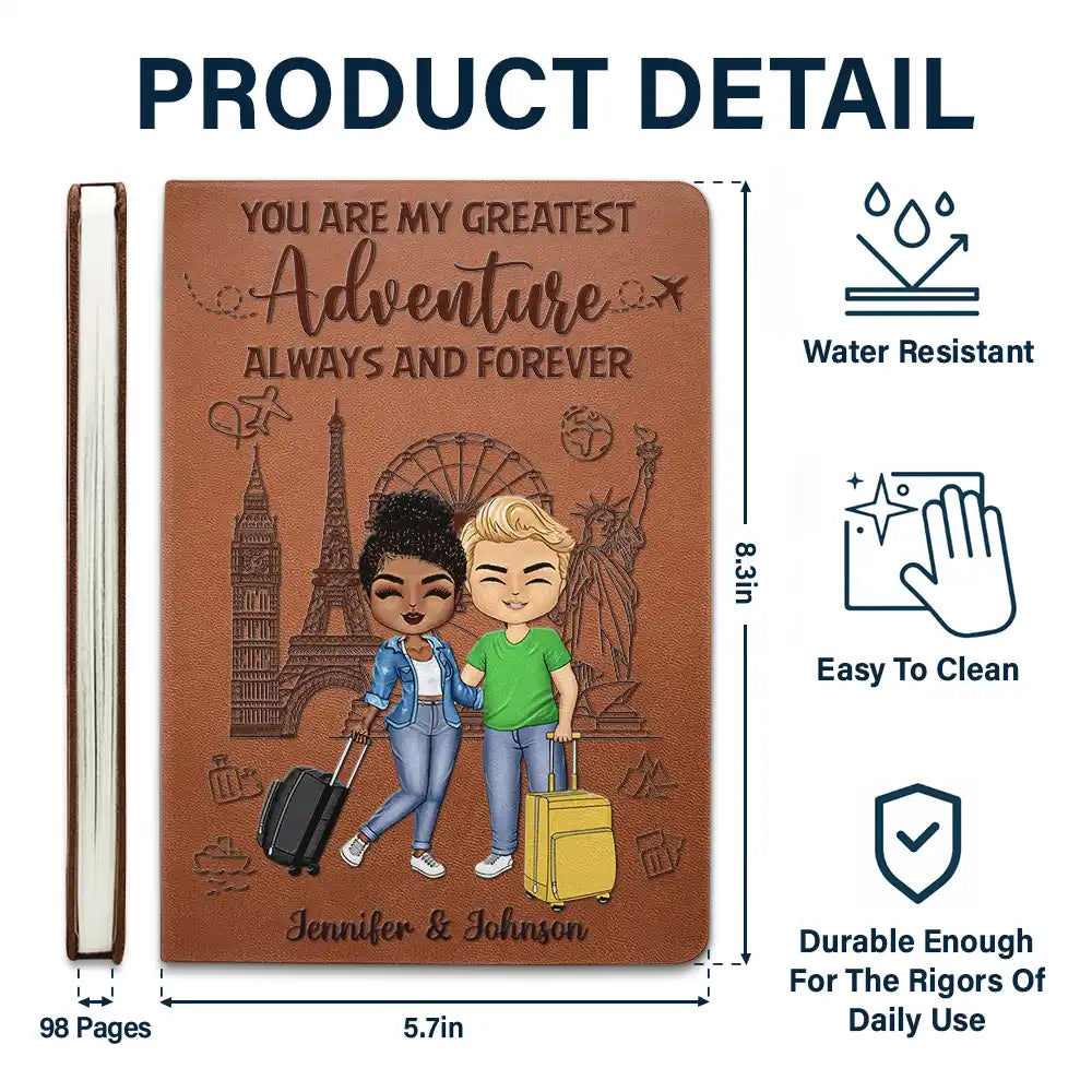 Travel Couple To A Lifetime Of Adventures Together - Personalized Leather Journal