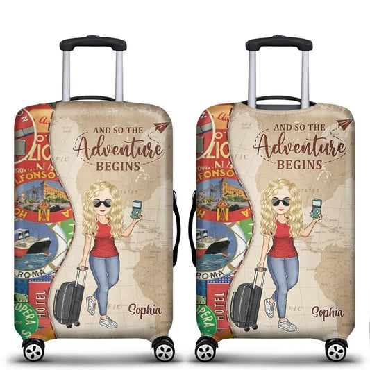 And So The Adventure Begins - Personalized Luggage Cover