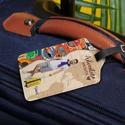 Custom Photo Travel Lover And So The Adventure Begins - Personalized Luggage Tag