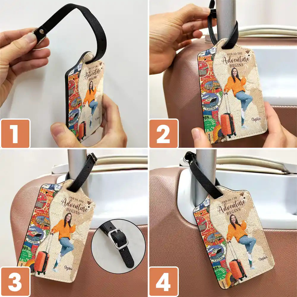 Custom Photo Travel Lover And So The Adventure Begins - Personalized Luggage Tag