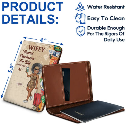 Hubby & Wifey Travel Partners For Life - Personalized Passport Cover, Passport Holder