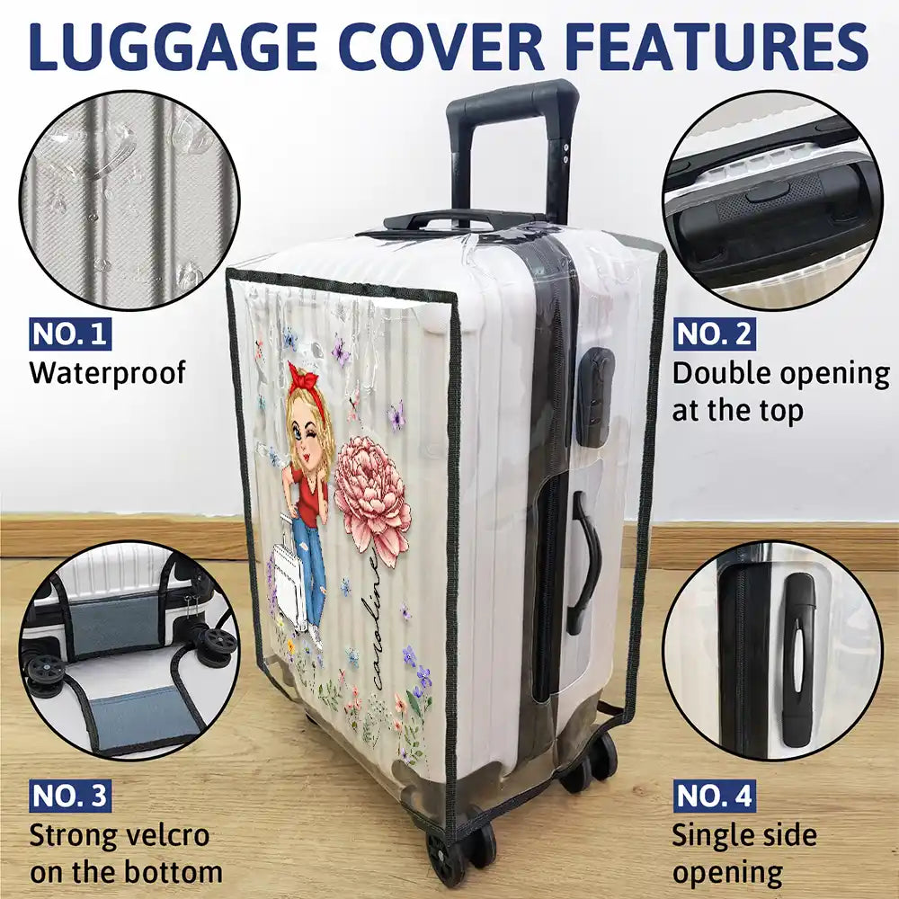 Birth Flower Just A Girl Who Loves Traveling - Personalized Clear Luggage Cover