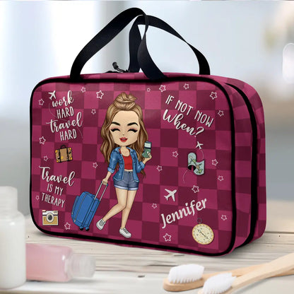 Travel Is My Therapy - Personalized Toiletry Bag
