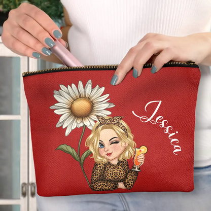 Birth Month Flower Travel Lover - Personalized Cosmetic Bag