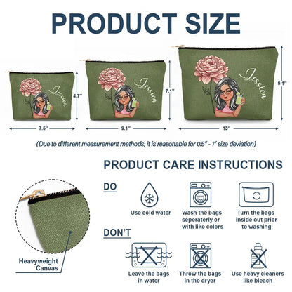 Birth Month Flower Travel Lover - Personalized Cosmetic Bag