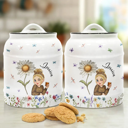 Birth Month Flowers Bloom Where You're Planted Women - Personalized Cookie Jar