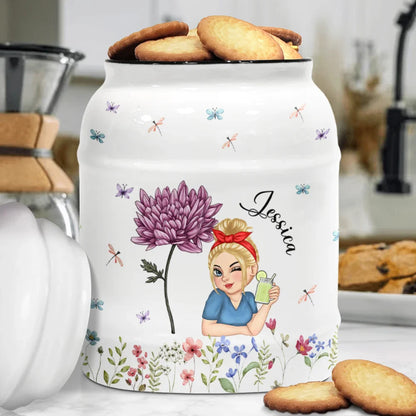 Birth Month Flowers Bloom Where You're Planted Women - Personalized Cookie Jar