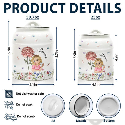 Birth Month Flowers Bloom Where You're Planted Women - Personalized Cookie Jar