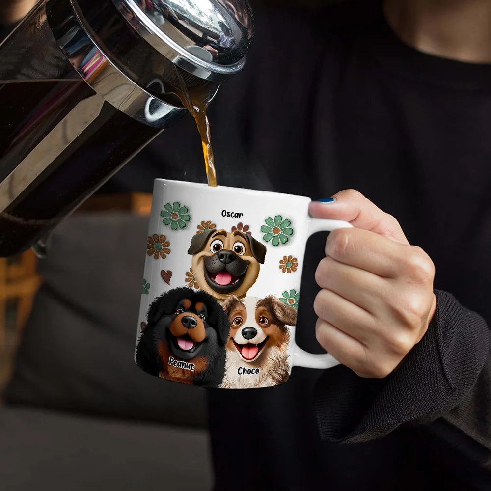 Dogs Make Everything Better - 3D Inflated Effect Printed Mug, Personalized White Edge-to-Edge Mug