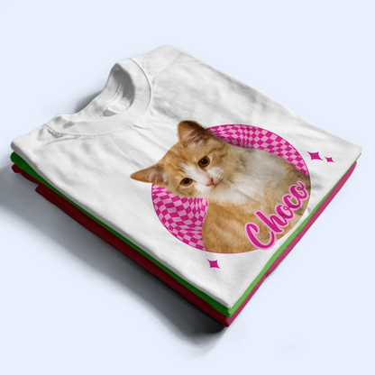Custom Photo Dog Cat Pet Retro Groovy Pattern - Personalized T Shirt