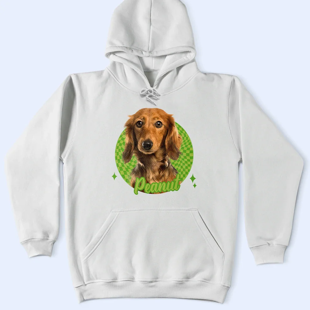 Custom Photo Dog Cat Pet Retro Groovy Pattern - Personalized T Shirt