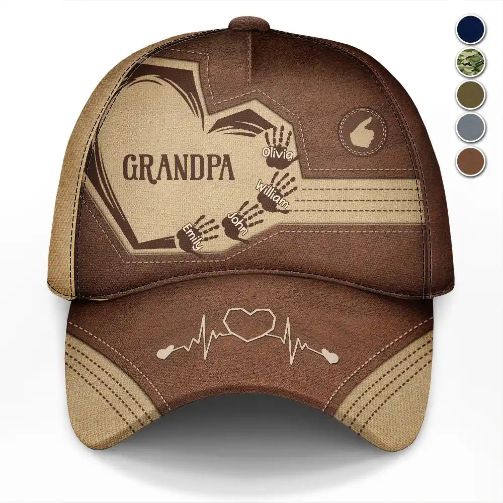 Gift For Father,Gift For Grandpa - Grandpa Papa Dad Father Sweetheart Kid Grandkid Handprints - Personalized Classic Cap